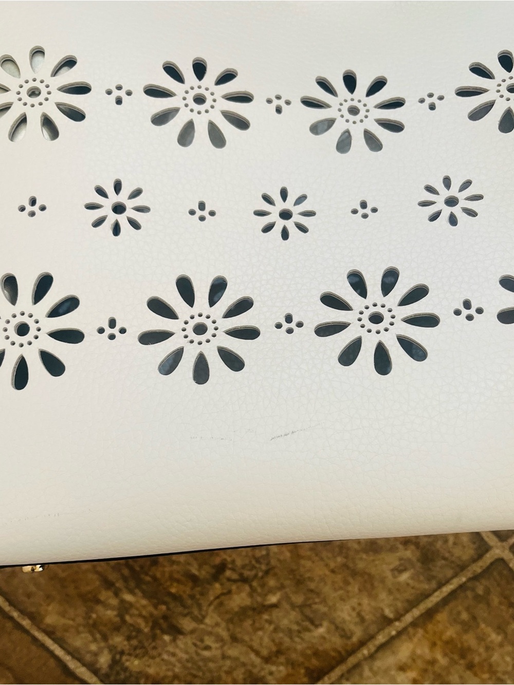 Kate Spade White Leather Faye Drive Etta Daisy Cutout Satchel Tote Bag EUC - Picture 2 of 16